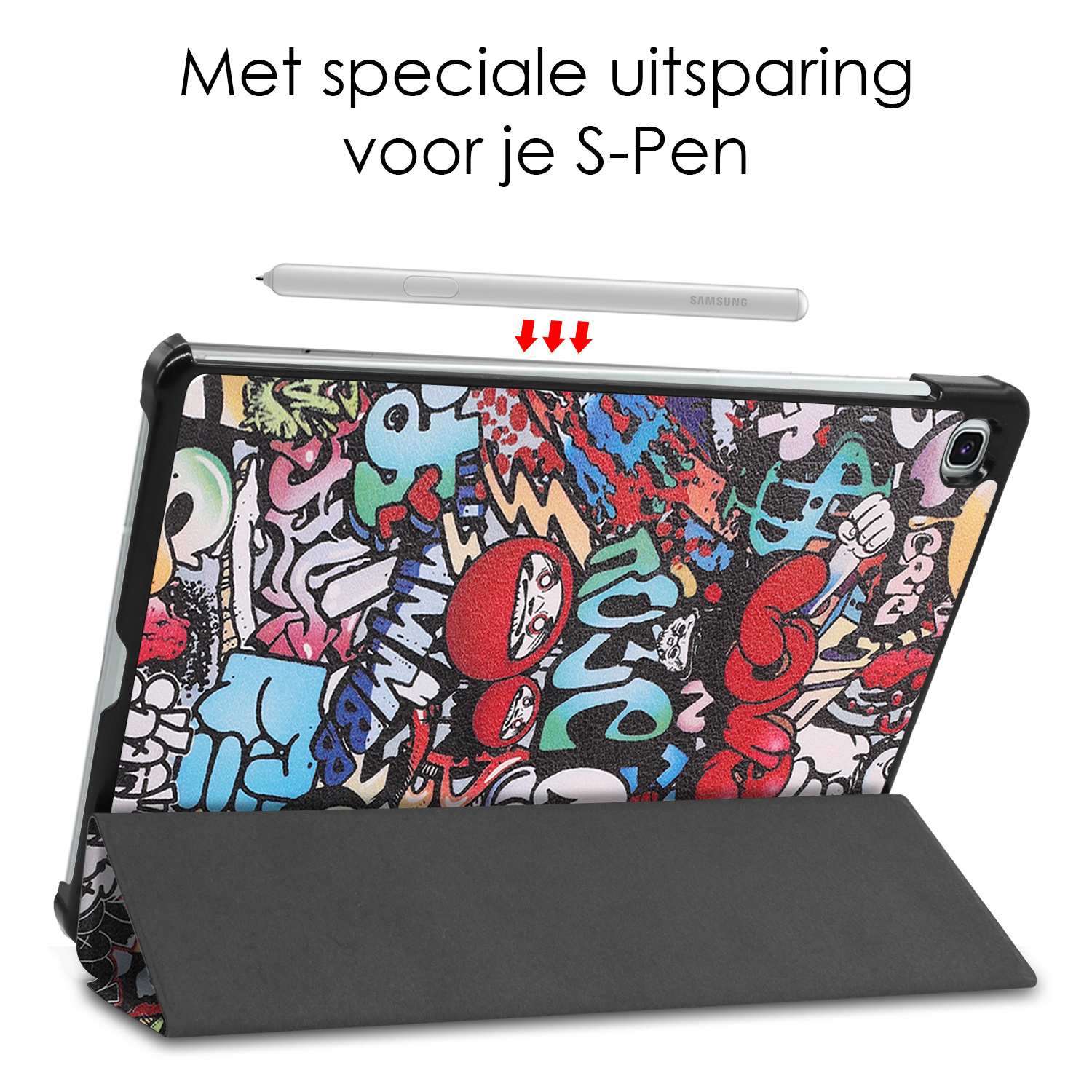 NoXx Hoesje Geschikt voor Samsung Galaxy Tab S6 Lite Hoesje Case Hard Cover Hoes Book Case Met Screenprotector - Graffity