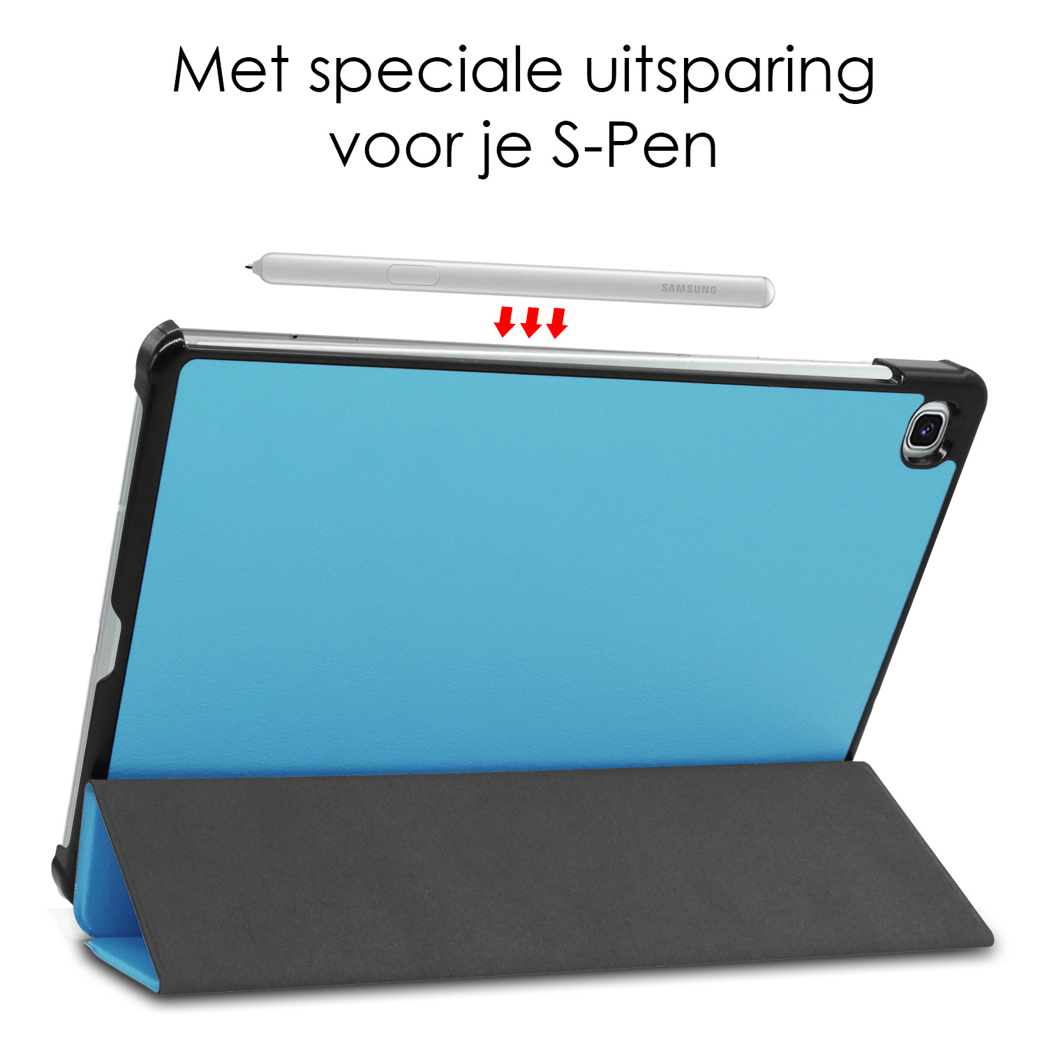NoXx Hoesje Geschikt voor Samsung Galaxy Tab S6 Lite Hoesje Case Hard Cover Hoes Book Case Met Screenprotector - Lichtblauw