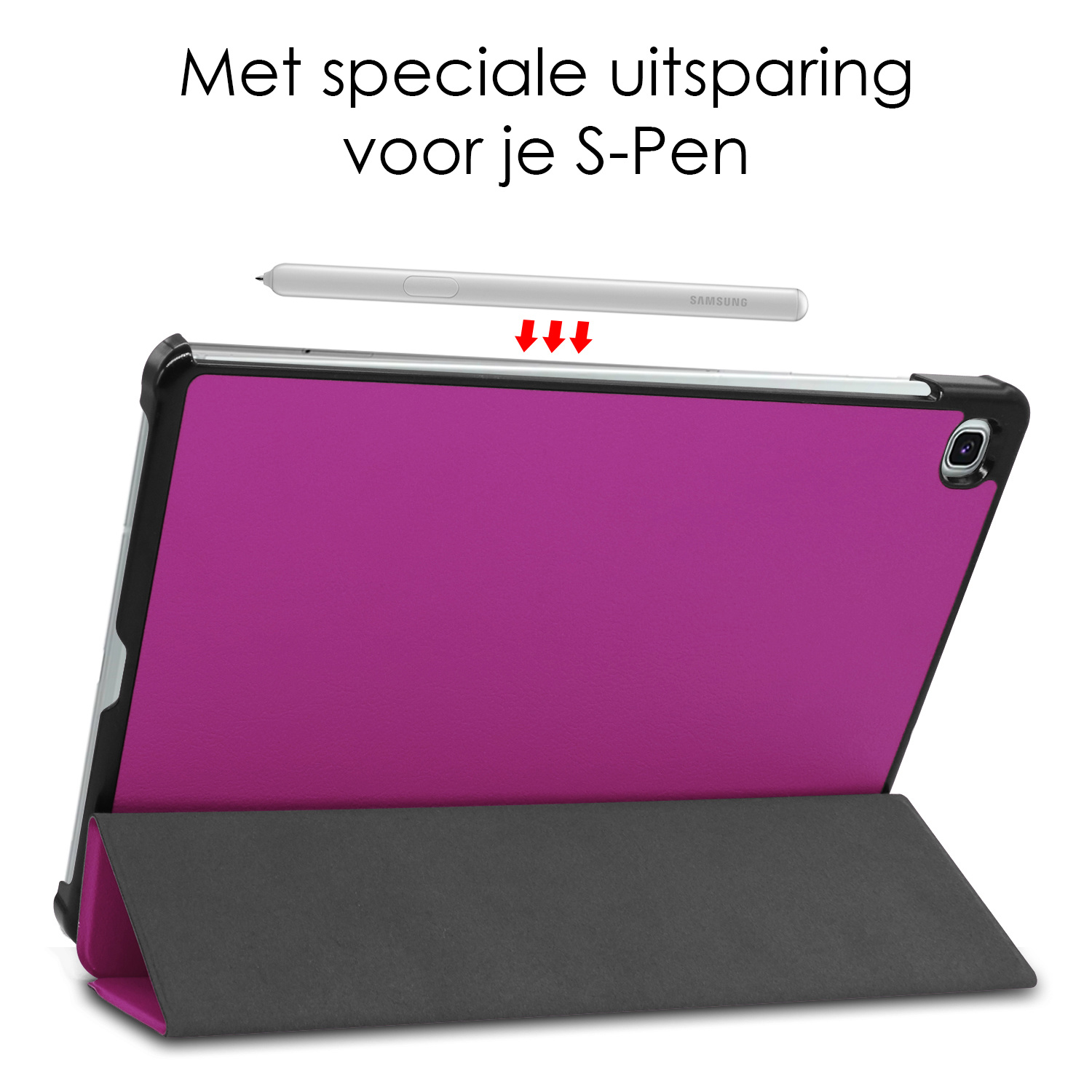 NoXx Hoesje Geschikt voor Samsung Galaxy Tab S6 Lite Hoesje Case Hard Cover Hoes Book Case Met Screenprotector - Paars