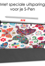 NoXx Hoesje Geschikt voor Samsung Galaxy Tab S6 Lite Hoesje Case Hard Cover Hoes Book Case Met Screenprotector - Vlinders