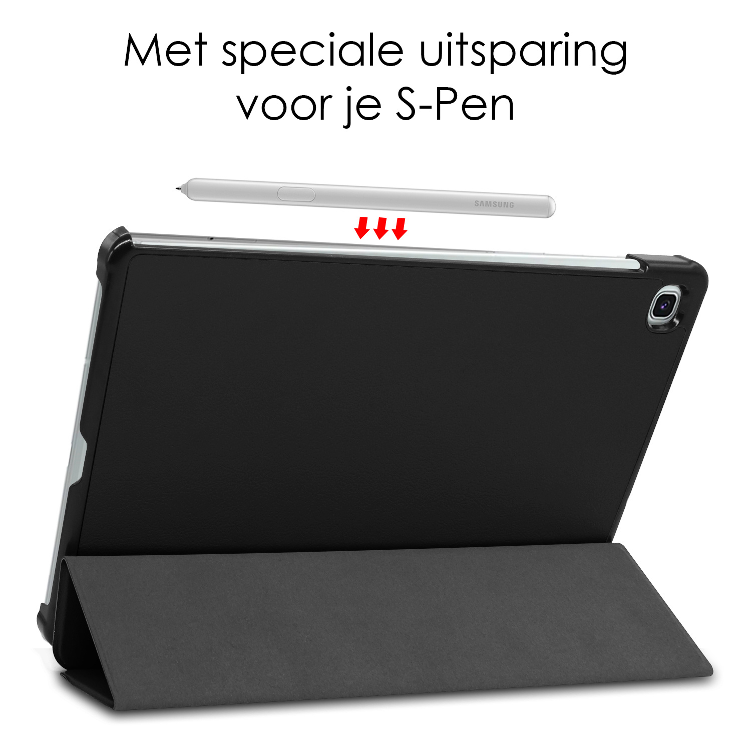 NoXx Hoesje Geschikt voor Samsung Galaxy Tab S6 Lite Hoesje Case Hard Cover Hoes Book Case Met Screenprotector - Zwart