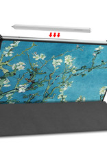 Nomfy Hoes Geschikt voor Samsung Galaxy Tab S6 Lite Hoes Tri-fold Tablet Hoesje Case Met Screenprotector - Hoesje Geschikt voor Samsung Tab S6 Lite Hoesje Hardcover Bookcase - Bloesem