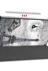Nomfy Hoes Geschikt voor Samsung Galaxy Tab S6 Lite Hoes Tri-fold Tablet Hoesje Case Met Screenprotector - Hoesje Geschikt voor Samsung Tab S6 Lite Hoesje Hardcover Bookcase - Eiffeltoren