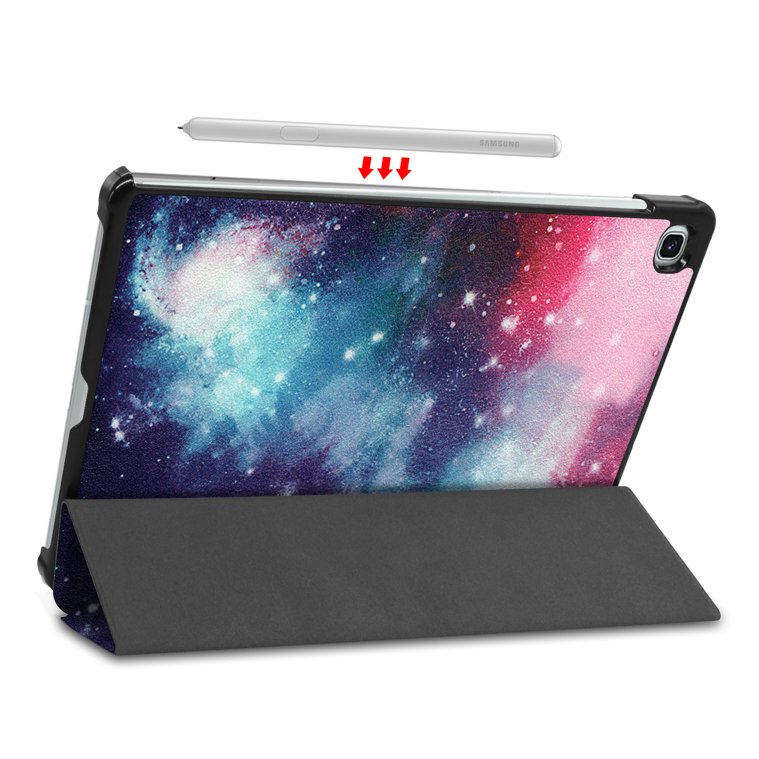 Nomfy Hoes Geschikt voor Samsung Galaxy Tab S6 Lite Hoes Tri-fold Tablet Hoesje Case Met Screenprotector - Hoesje Geschikt voor Samsung Tab S6 Lite Hoesje Hardcover Bookcase - Galaxy