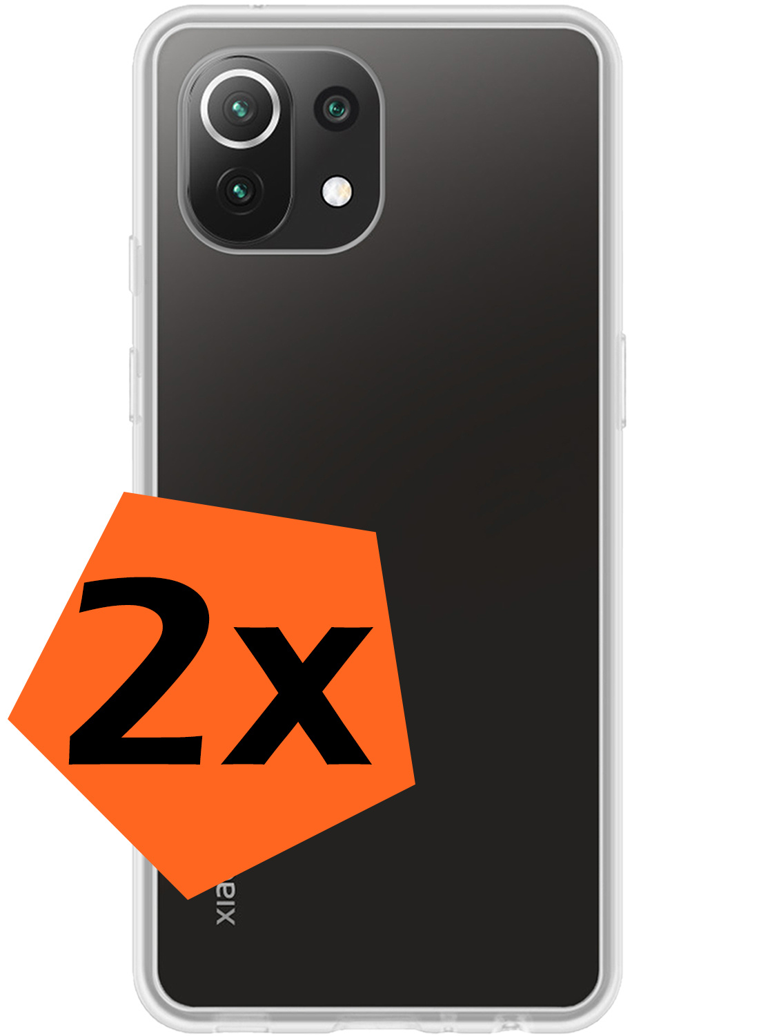 Nomfy Hoesje Geschikt voor Xiaomi Mi 11 Hoesje Siliconen Cover Case - Hoes Geschikt voor Xiaomi Mi 11 Hoes Back Case - 2-PACK - Transparant