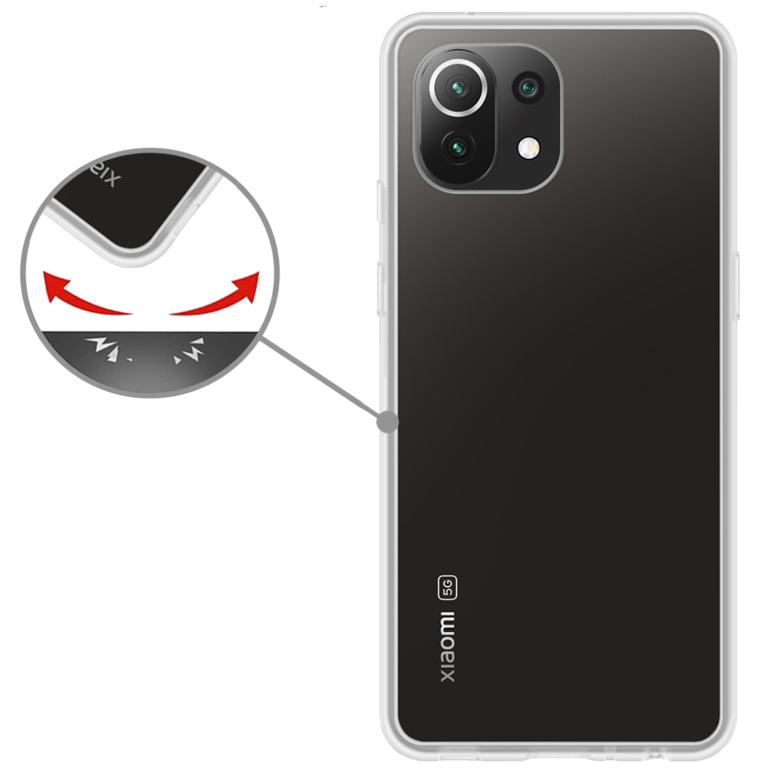 Nomfy Hoesje Geschikt voor Xiaomi Mi 11 Hoesje Siliconen Cover Case - Hoes Geschikt voor Xiaomi Mi 11 Hoes Back Case - Transparant