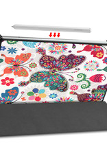Nomfy Hoes Geschikt voor Samsung Galaxy Tab S6 Lite Hoes Tri-fold Tablet Hoesje Case Met Screenprotector - Hoesje Geschikt voor Samsung Tab S6 Lite Hoesje Hardcover Bookcase - Vlinders