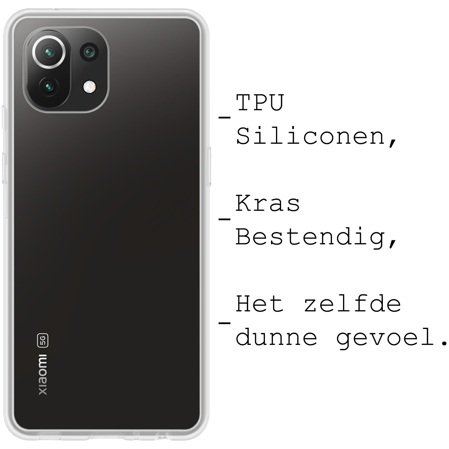 BASEY. Hoes Geschikt voor Xiaomi Mi 11 Hoesje Siliconen Back Cover Case - Hoesje Geschikt voor Xiaomi Mi 11 Hoes Cover Hoesje - Transparant - 2 Stuks