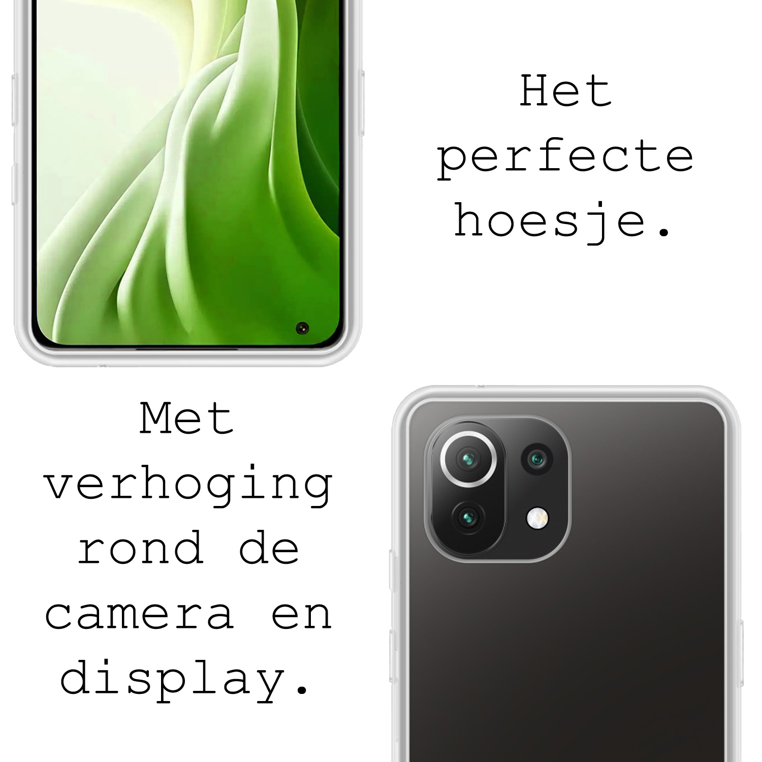 BASEY. Hoes Geschikt voor Xiaomi Mi 11 Hoesje Siliconen Back Cover Case - Hoesje Geschikt voor Xiaomi Mi 11 Hoes Cover Hoesje - Transparant