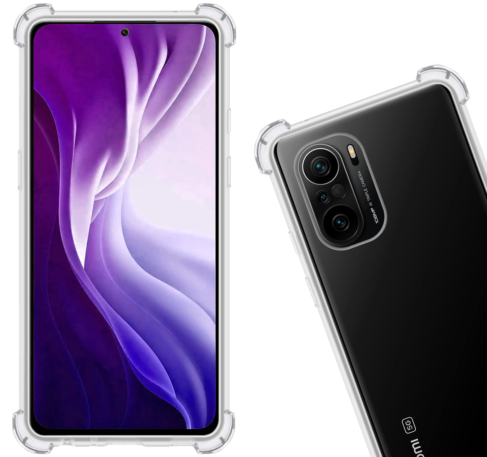 Nomfy Hoesje Geschikt voor Poco F3 Hoesje Shock Proof Cover Case Shockproof - Hoes Geschikt voor Xiaomi Poco F3 Hoes Siliconen Back Case - Transparant