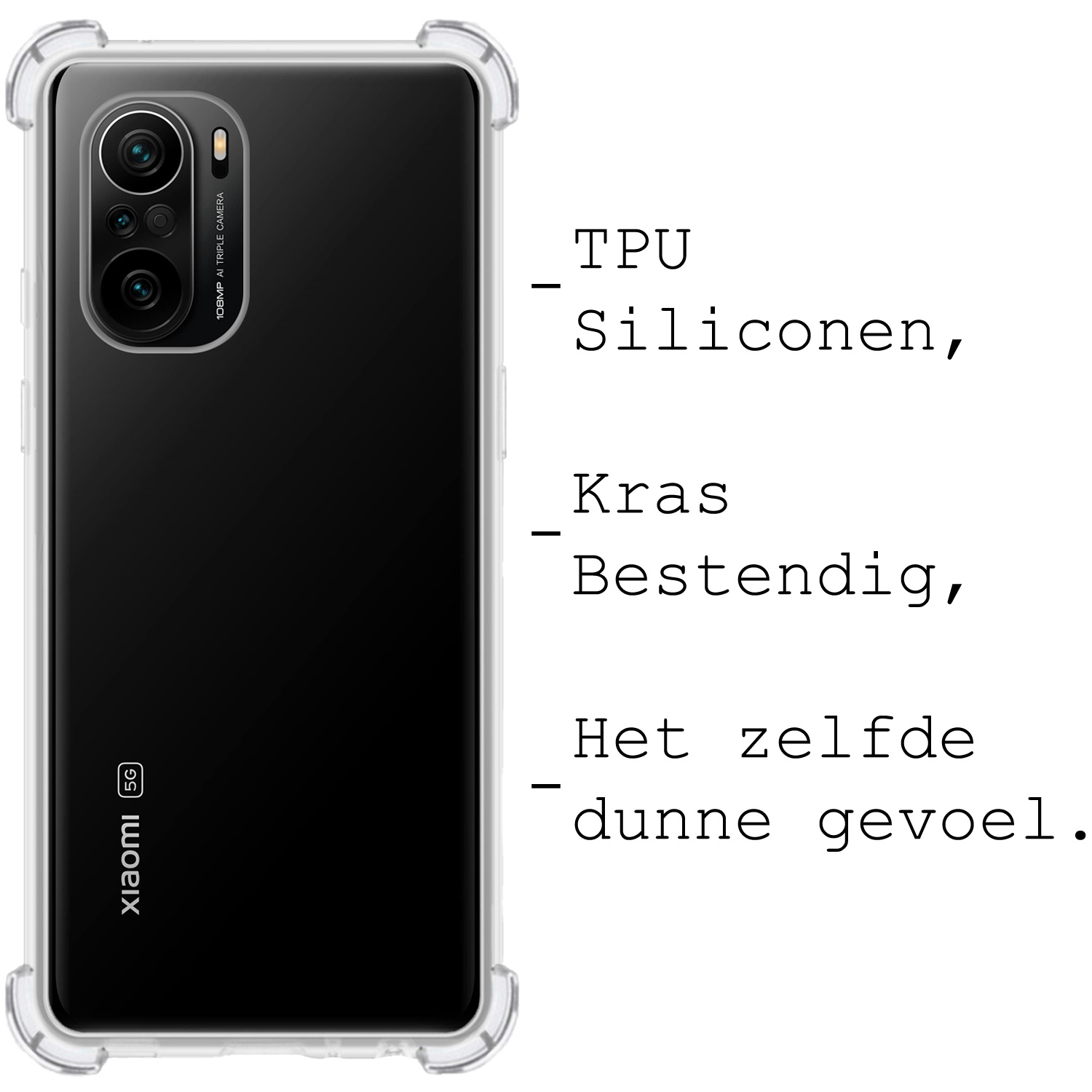 BASEY. Hoes Geschikt voor Poco F3 Hoesje Shock Proof Case Hoes Siliconen - Hoesje Geschikt voor Xiaomi Poco F3 Hoes Cover Shockproof - Transparant - 2 Stuks