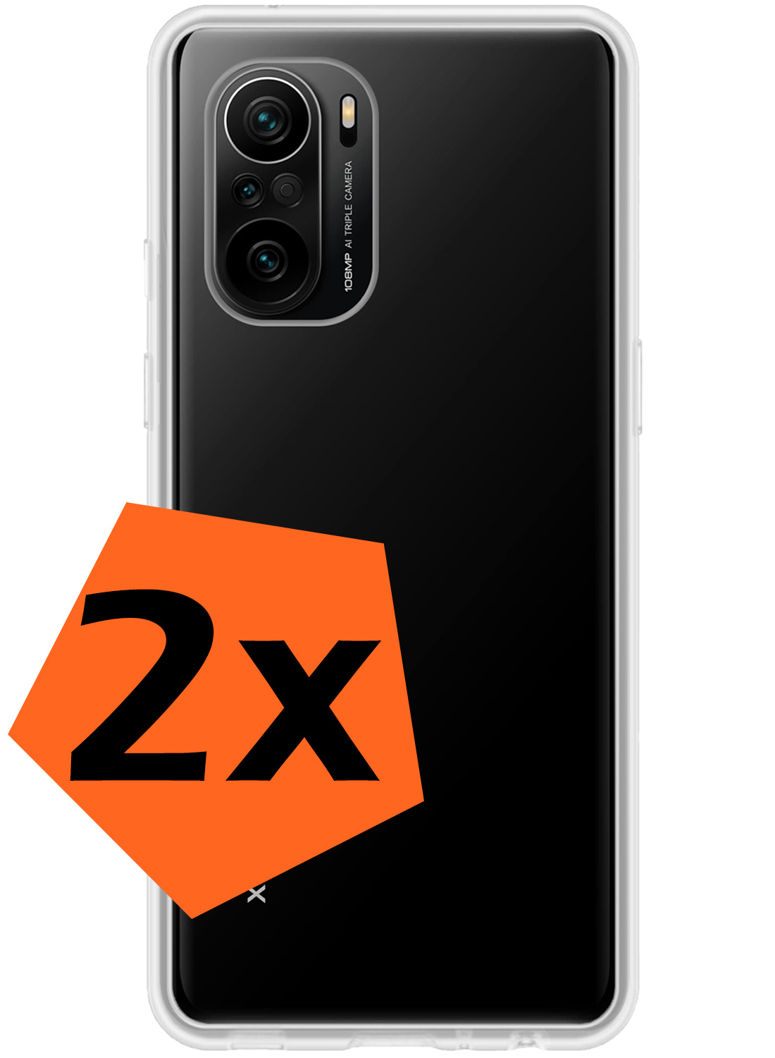 Nomfy Hoesje Geschikt voor Poco F3 Hoesje Siliconen Cover Case - Hoes Geschikt voor Xiaomi Poco F3 Hoes Back Case - 2-PACK - Transparant