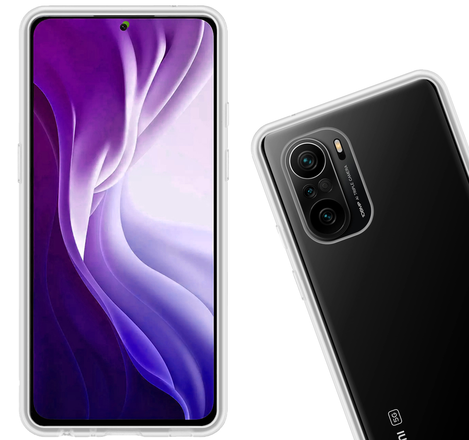 Nomfy Hoesje Geschikt voor Poco F3 Hoesje Siliconen Cover Case - Hoes Geschikt voor Xiaomi Poco F3 Hoes Back Case - 2-PACK - Transparant
