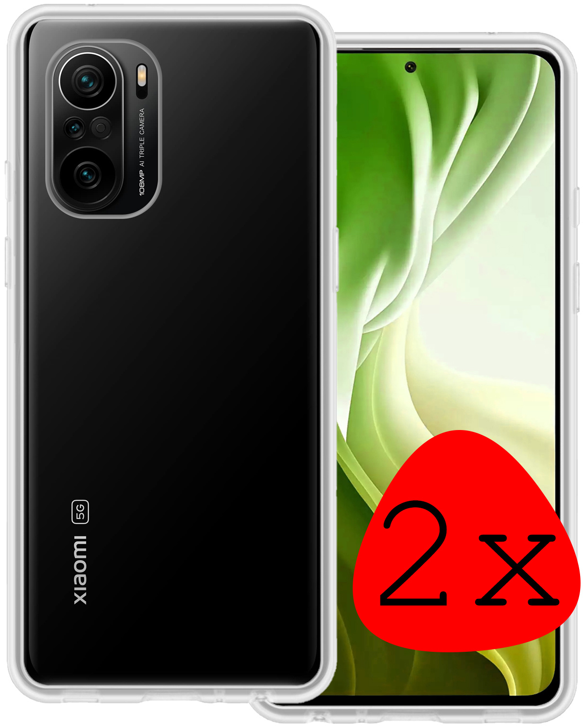 BASEY. Hoes Geschikt voor Poco F3 Hoesje Siliconen Back Cover Case - Hoesje Geschikt voor Xiaomi Poco F3 Hoes Cover Hoesje - Transparant - 2 Stuks