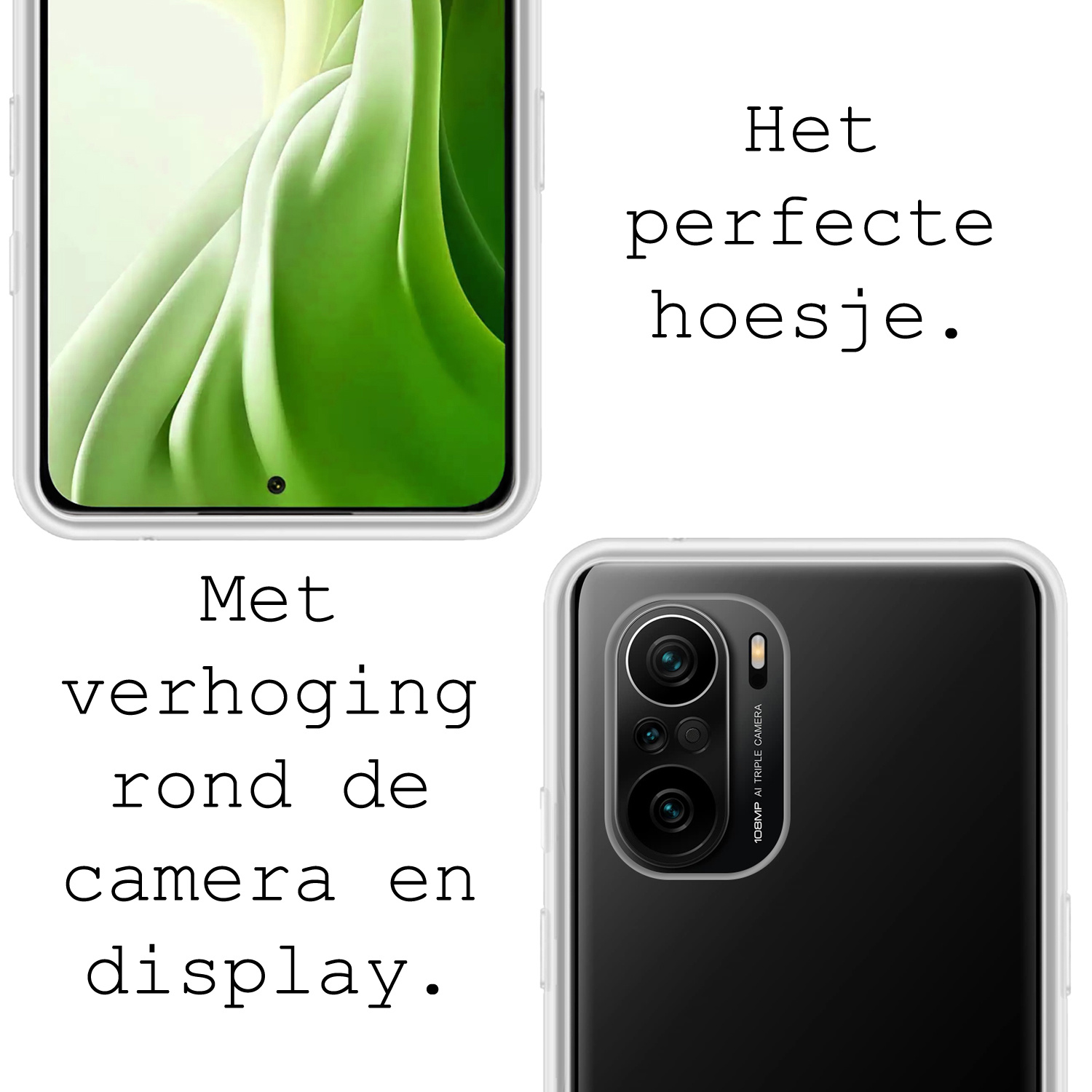 BASEY. Hoes Geschikt voor Poco F3 Hoesje Siliconen Back Cover Case - Hoesje Geschikt voor Xiaomi Poco F3 Hoes Cover Hoesje - Transparant - 2 Stuks