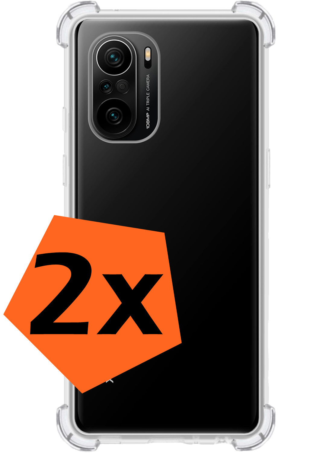 Nomfy Hoesje Geschikt voor Xiaomi Mi 11i Hoesje Shock Proof Cover Case Shockproof - Hoes Geschikt voor Xiaomi Mi 11i Hoes Siliconen Back Case - Transparant - 2 PACK