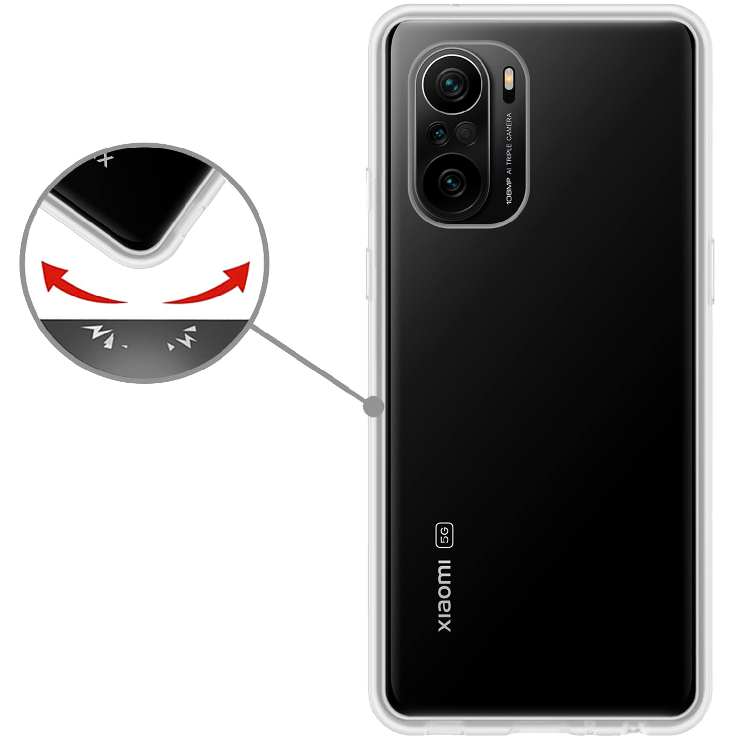 Nomfy Hoesje Geschikt voor Xiaomi Mi 11i Hoesje Siliconen Cover Case - Hoes Geschikt voor Xiaomi Mi 11i Hoes Back Case - Transparant