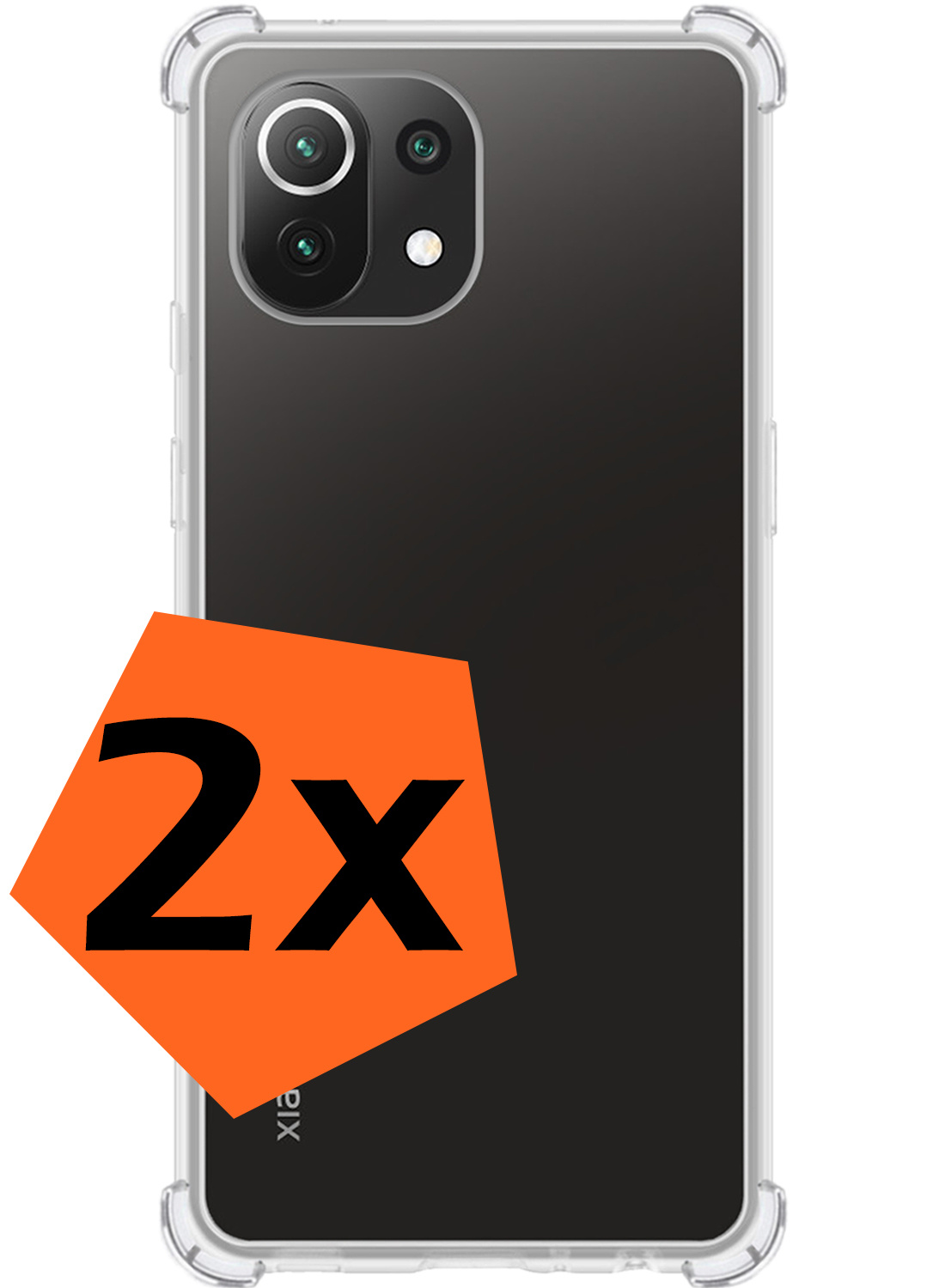 Nomfy Hoesje Geschikt voor Xiaomi 11 Lite 5G NE Hoesje Shock Proof Cover Case Shockproof - Hoes Geschikt voor Xiaomi 11 Lite 5G NE Hoes Siliconen Back Case - Transparant - 2 PACK