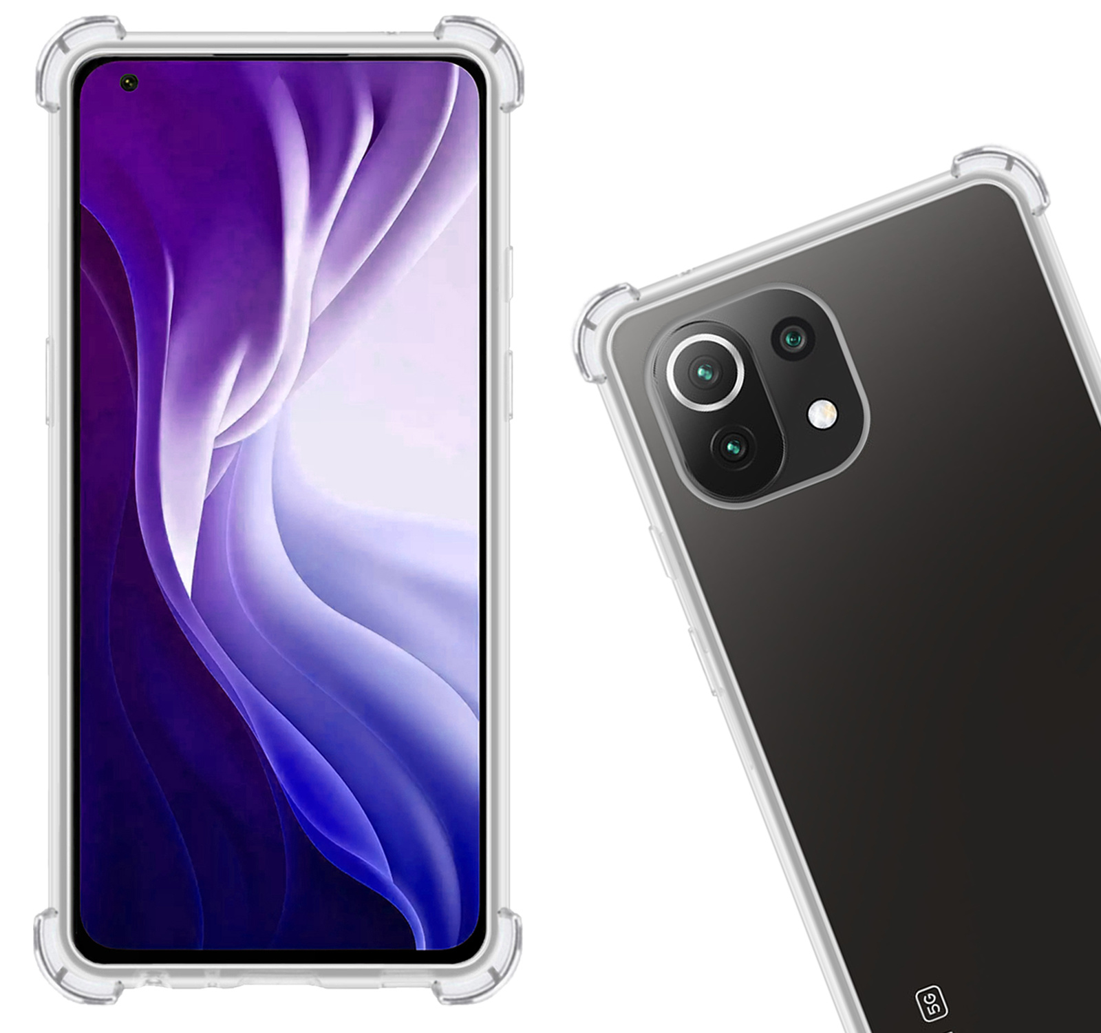 Nomfy Hoesje Geschikt voor Xiaomi 11 Lite 5G NE Hoesje Shock Proof Cover Case Shockproof - Hoes Geschikt voor Xiaomi 11 Lite 5G NE Hoes Siliconen Back Case - Transparant - 2 PACK