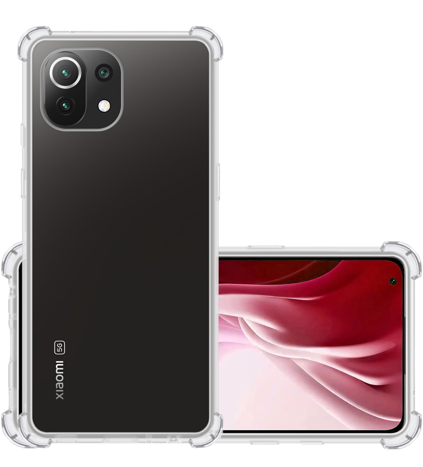 NoXx Hoes Geschikt voor Xiaomi 11 Lite 5G NE Hoesje Siliconen Cover Shock Proof Back Case Shockproof Hoes - Transparant