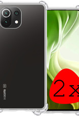 BASEY. Hoes Geschikt voor Xiaomi 11 Lite 5G NE Hoesje Shock Proof Case Hoes Siliconen - Hoesje Geschikt voor Xiaomi 11 Lite 5G NE Hoes Cover Shockproof - Transparant - 2 Stuks