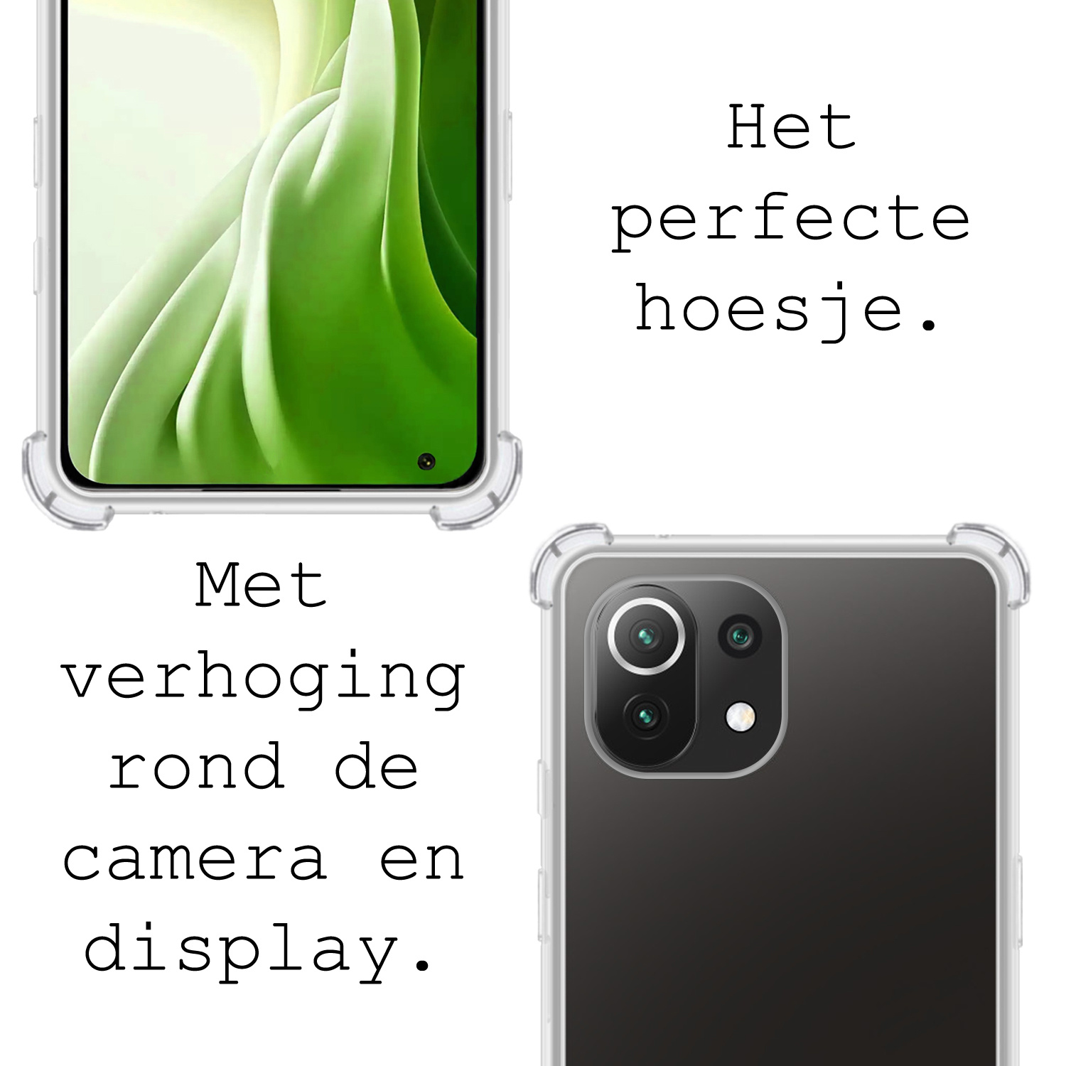 BASEY. Hoes Geschikt voor Xiaomi 11 Lite 5G NE Hoesje Shock Proof Case Hoes Siliconen - Hoesje Geschikt voor Xiaomi 11 Lite 5G NE Hoes Cover Shockproof - Transparant