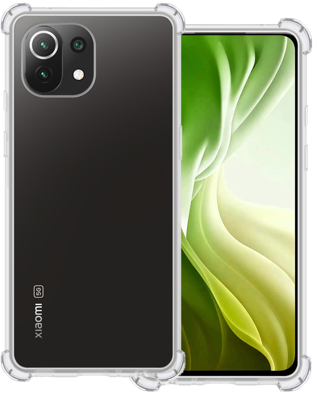 BASEY. Hoes Geschikt voor Xiaomi 11 Lite 5G NE Hoesje Shock Proof Case Hoes Siliconen - Hoesje Geschikt voor Xiaomi 11 Lite 5G NE Hoes Cover Shockproof - Transparant