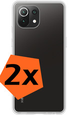 Nomfy Hoesje Geschikt voor Xiaomi 11 Lite 5G NE Hoesje Siliconen Cover Case - Hoes Geschikt voor Xiaomi 11 Lite 5G NE Hoes Back Case - 2-PACK - Transparant