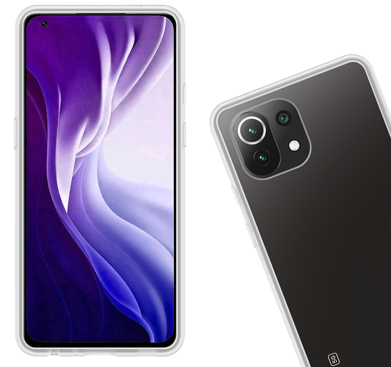 Nomfy Hoesje Geschikt voor Xiaomi 11 Lite 5G NE Hoesje Siliconen Cover Case - Hoes Geschikt voor Xiaomi 11 Lite 5G NE Hoes Back Case - 2-PACK - Transparant