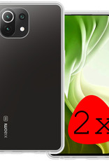 BASEY. Hoes Geschikt voor Xiaomi 11 Lite 5G NE Hoesje Siliconen Back Cover Case - Hoesje Geschikt voor Xiaomi 11 Lite 5G NE Hoes Cover Hoesje - Transparant - 2 Stuks