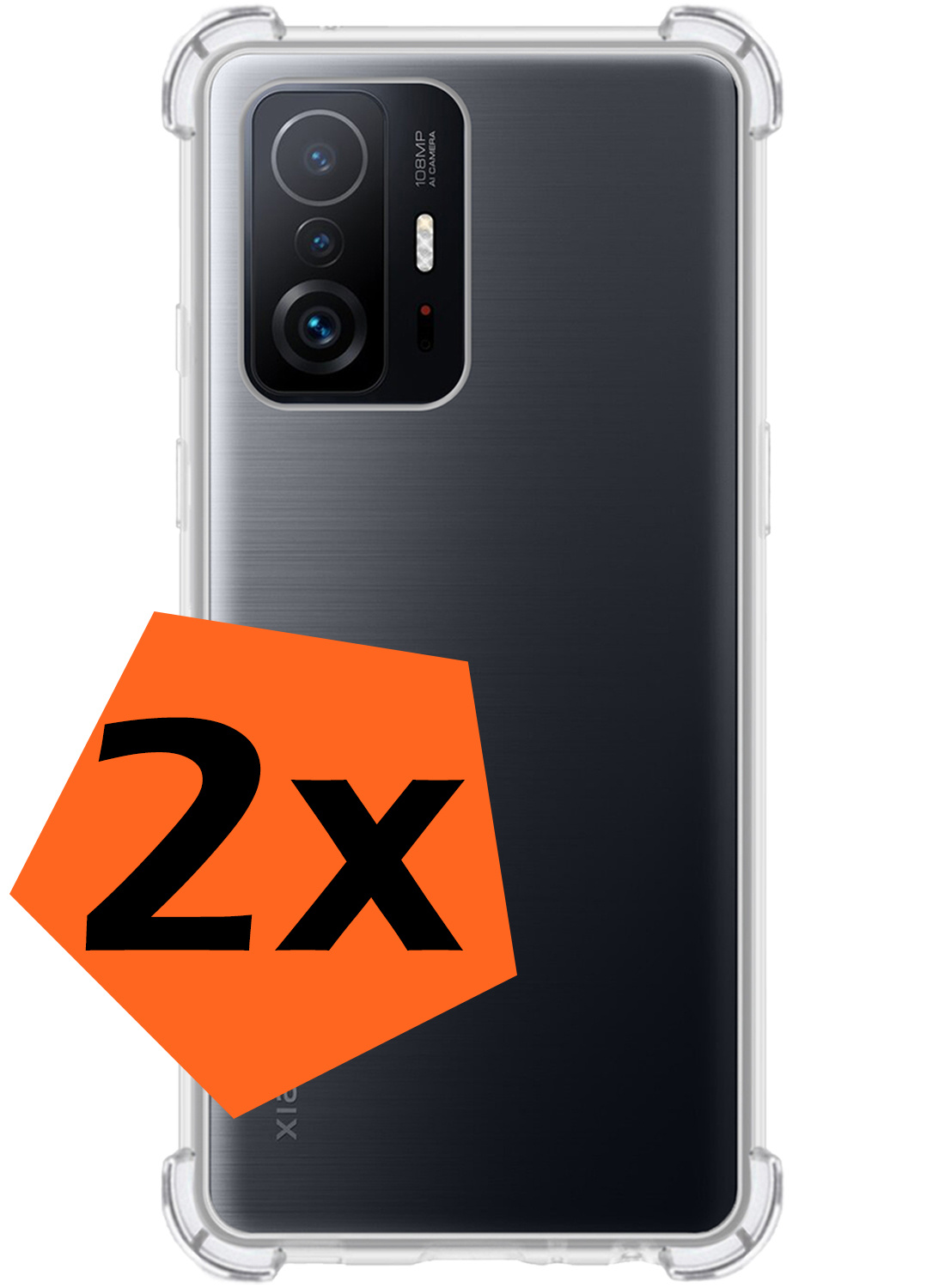 Nomfy Hoesje Geschikt voor Xiaomi 11T Pro Hoesje Shock Proof Cover Case Shockproof - Hoes Geschikt voor Xiaomi 11T Pro Hoes Siliconen Back Case - Transparant - 2 PACK