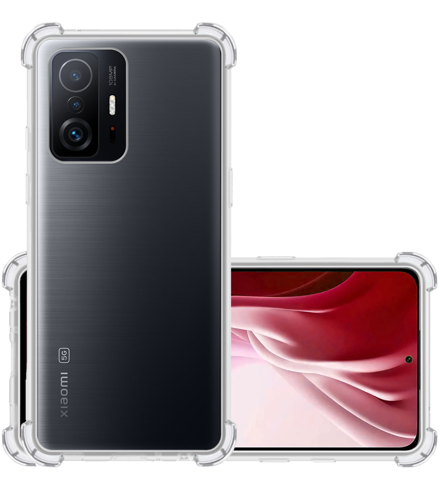 NoXx Hoes Geschikt voor Xiaomi 11T Pro Hoesje Siliconen Cover Shock Proof Back Case Shockproof Hoes - Transparant