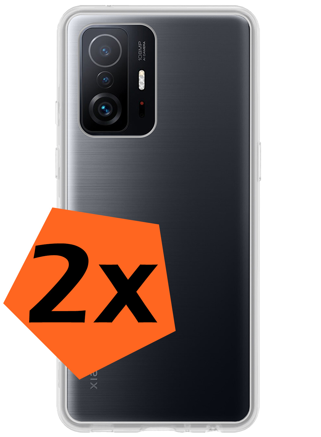 Nomfy Hoesje Geschikt voor Xiaomi 11T Pro Hoesje Siliconen Cover Case - Hoes Geschikt voor Xiaomi 11T Pro Hoes Back Case - 2-PACK - Transparant