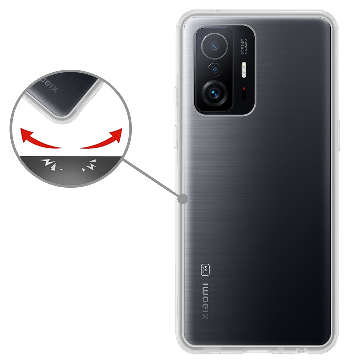 Nomfy Hoesje Geschikt voor Xiaomi 11T Pro Hoesje Siliconen Cover Case - Hoes Geschikt voor Xiaomi 11T Pro Hoes Back Case - Transparant