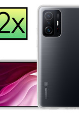 NoXx Hoes Geschikt voor Xiaomi 11T Pro Hoesje Cover Siliconen Back Case Hoes - Transparant - 2x