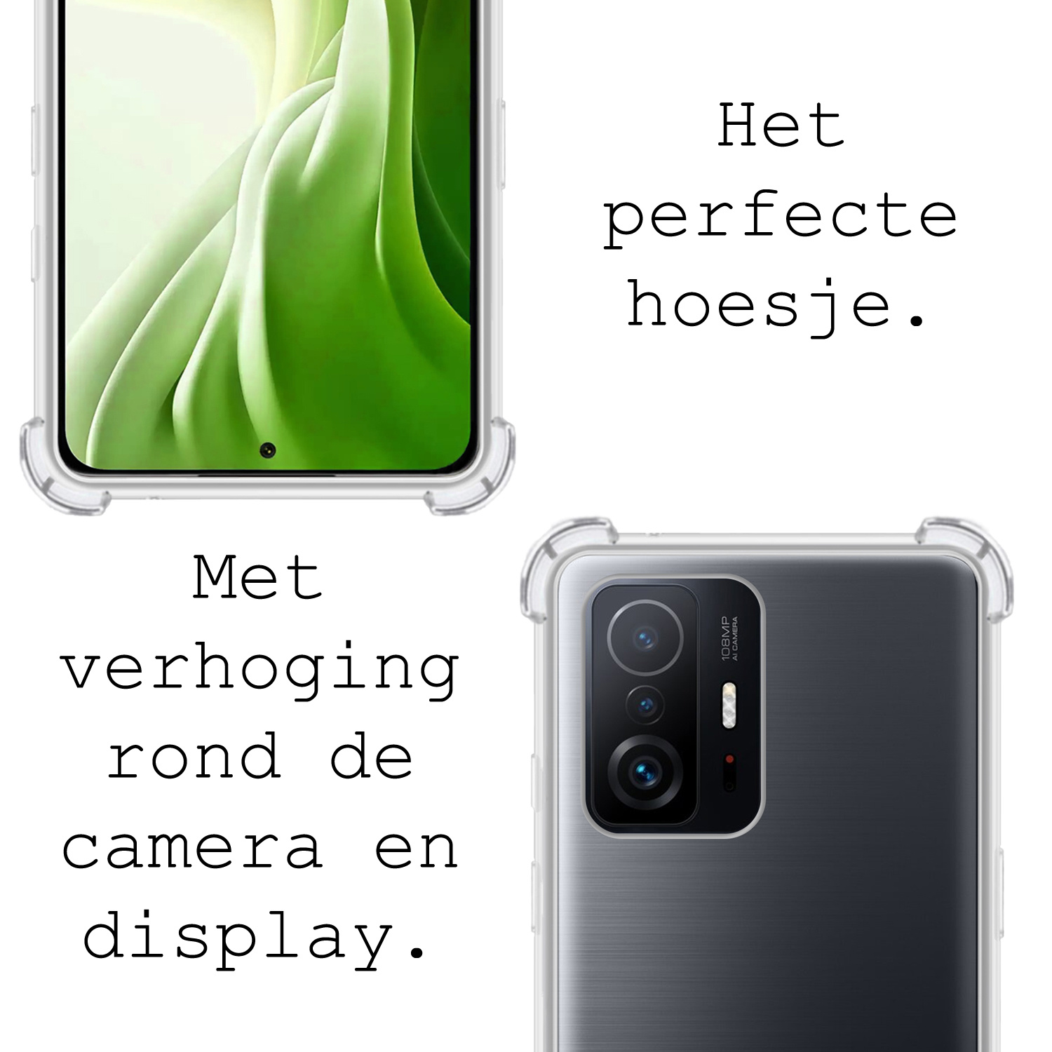 BASEY. Hoes Geschikt voor Xiaomi 11T Hoesje Shock Proof Case Hoes Siliconen - Hoesje Geschikt voor Xiaomi 11T Hoes Cover Shockproof - Transparant