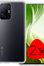 BASEY. Hoes Geschikt voor Xiaomi 11T Hoesje Siliconen Back Cover Case - Hoesje Geschikt voor Xiaomi 11T Hoes Cover Hoesje - Transparant - 2 Stuks
