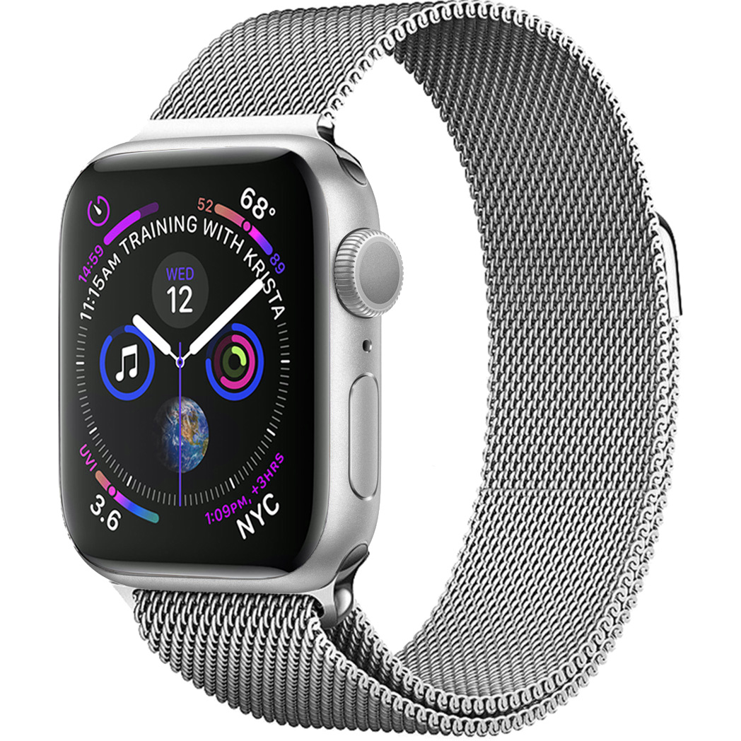 BASEY. Milanees Bandje Geschikt voor Apple Watch 7 45 mm Milanees Bandje - Band Geschikt voor Apple Watch 7 45 mm Met Magneetsluiting - Zilver