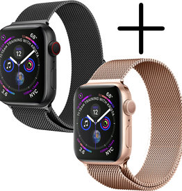 BASEY. BASEY. Apple Watch 7 Bandje Milanees (45 mm) - Zwart & Rose Goud