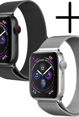 BASEY. Milanees Bandje Geschikt voor Apple Watch 7 45 mm Milanees Bandje - Band Geschikt voor Apple Watch 7 45 mm Met Magneetsluiting - Zwart & Zilver