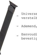 BASEY. Milanees Bandje Geschikt voor Apple Watch 7 45 mm Milanees Bandje - Band Geschikt voor Apple Watch 7 45 mm Met Magneetsluiting - Zwart & Zilver