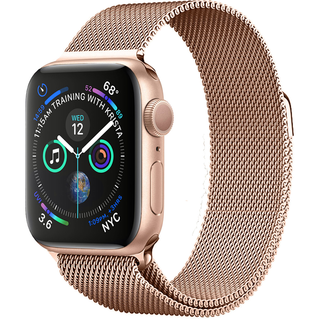 NoXx Horlogeband Milanees Geschikt voor Apple Watch 7 41 mm Bandje - Bandje Geschikt voor Apple Watch 7 41 mm Band Milanees - Rose Goud