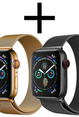 Nomfy Geschikt Voor Apple Watch 7 Bandje Zilver Milanees Horloge Band Voor Apple Watch 7 Band (41) mm - Zwart x Goud