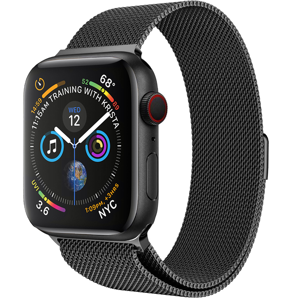 Nomfy Geschikt Voor Apple Watch 7 Bandje Zilver Milanees Horloge Band Voor Apple Watch 7 Band (45) mm - Zwart