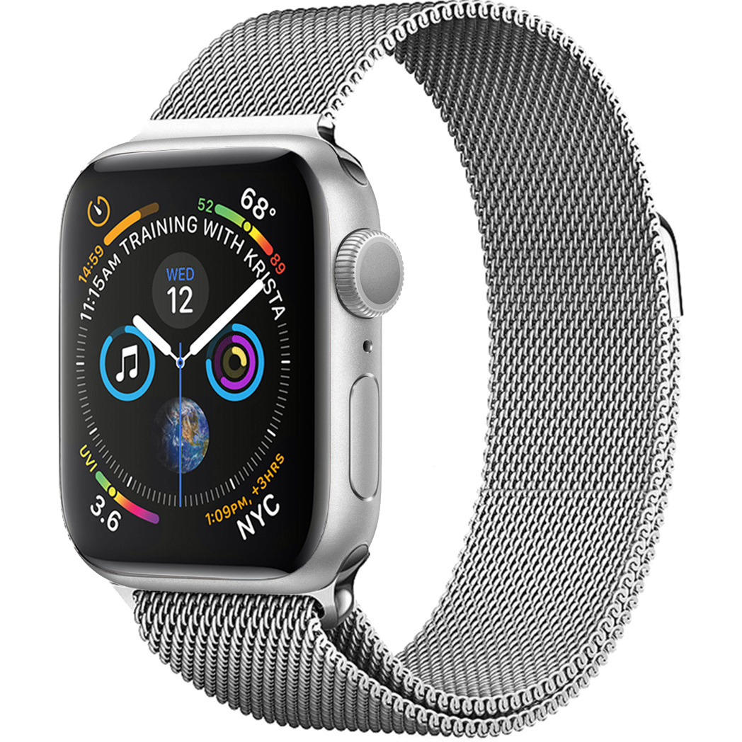 Nomfy Geschikt Voor Apple Watch 7 Bandje Zilver Milanees Horloge Band Voor Apple Watch 7 Band (45) mm - Zilver