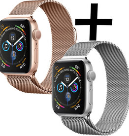 Nomfy Nomfy Apple Watch 7 Bandje Milanees (45 mm) - Zilver & Rose Goud