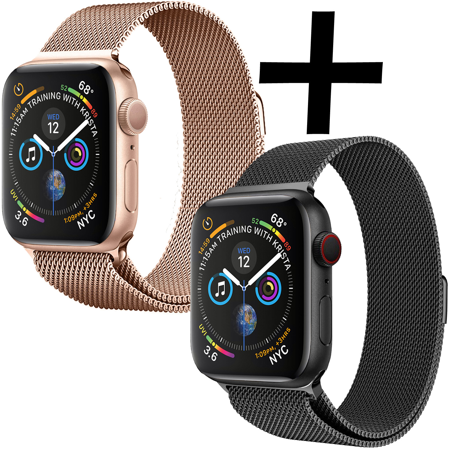 Nomfy Geschikt Voor Apple Watch 7 Bandje Zilver Milanees Horloge Band Voor Apple Watch 7 Band (41) mm - Zwart x Rose Goud