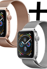 Nomfy Geschikt Voor Apple Watch 7 Bandje Zilver Milanees Horloge Band Voor Apple Watch 7 Band (41) mm - Zilver x Rose Goud