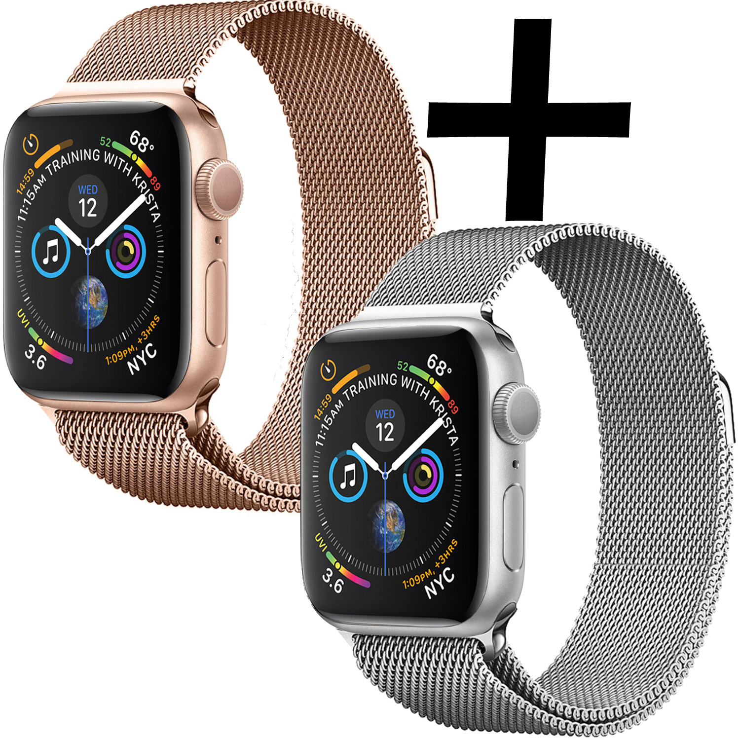 Nomfy Geschikt Voor Apple Watch 7 Bandje Zilver Milanees Horloge Band Voor Apple Watch 7 Band (41) mm - Zilver x Rose Goud