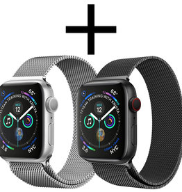 NoXx NoXx Apple Watch 7 Bandje Milanees (45 mm) - Zwart & Zilver